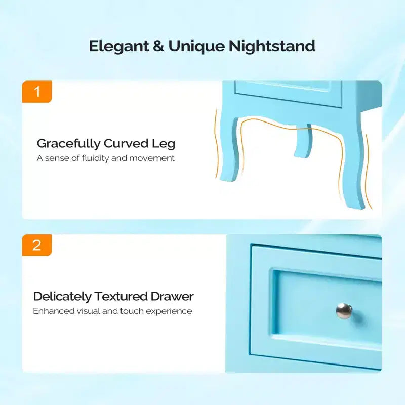 Table de Chevet Bonnlo avec 2 Tiroirs, Tables de Nuit pour Chambres, Petite Table d'Appoint/Table de Nuit Blanche avec Tiroirs pour Petits Espaces