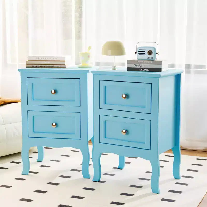 Table de Chevet Bonnlo avec 2 Tiroirs, Tables de Nuit pour Chambres, Petite Table d'Appoint/Table de Nuit Blanche avec Tiroirs pour Petits Espaces