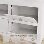 Meuble TV de ferme GustoWave pour téléviseurs de 75/80 pouces, meuble de rangement long de 70 pouces avec 6 tiroirs de rangement et étagère pour barre de son