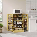 VINGLI Meuble de garde-manger, meuble de rangement de cuisine en rotin avec 2 portes et étagères réglables, placard autoportant de 102,9 cm de hauteur pour la salle à manger