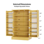 VINGLI Meuble de garde-manger, meuble de rangement de cuisine en rotin avec 2 portes et étagères réglables, placard autoportant de 102,9 cm de hauteur pour la salle à manger