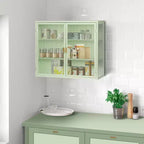 Meuble Haut de Salle de Bain avec Double Porte en Verre, Meuble Mural Moderne Polyvalent pour Cuisine - Rangement Ustensiles de Cuisine & Épices - Boîtes de Conserve, pour Salon