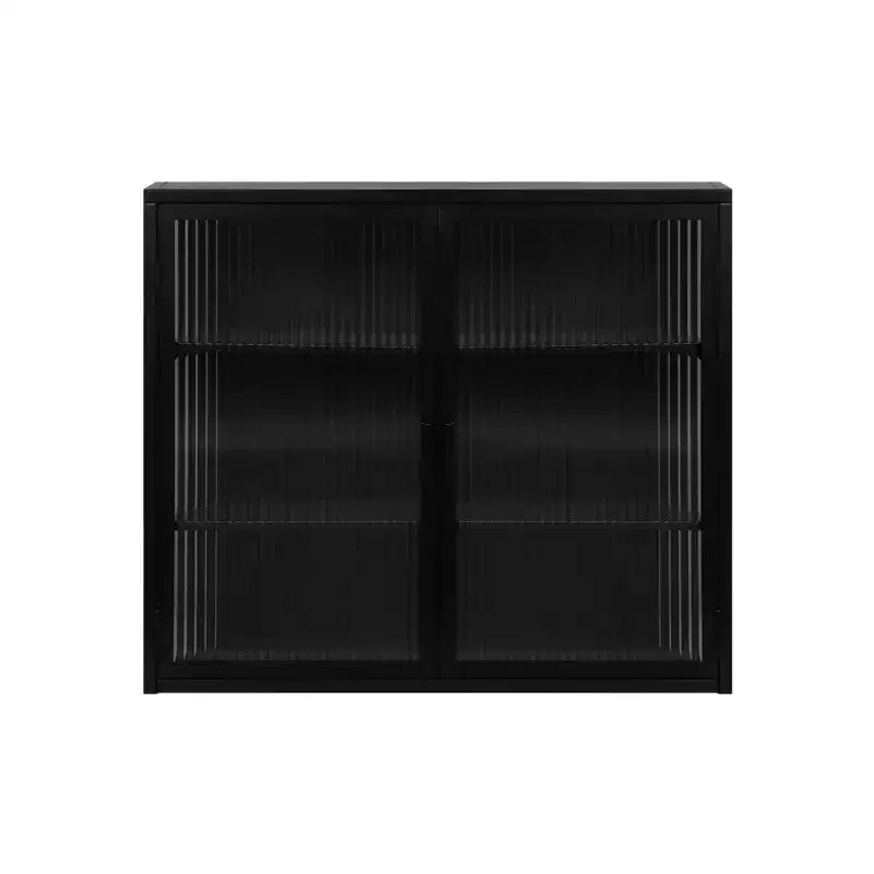 Meuble Haut de Salle de Bain avec Double Porte en Verre, Meuble Mural Moderne Polyvalent pour Cuisine - Rangement Ustensiles de Cuisine & Épices - Boîtes de Conserve, pour Salon