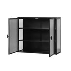 Meuble Haut de Salle de Bain avec Double Porte en Verre, Meuble Mural Moderne Polyvalent pour Cuisine - Rangement Ustensiles de Cuisine & Épices - Boîtes de Conserve, pour Salon