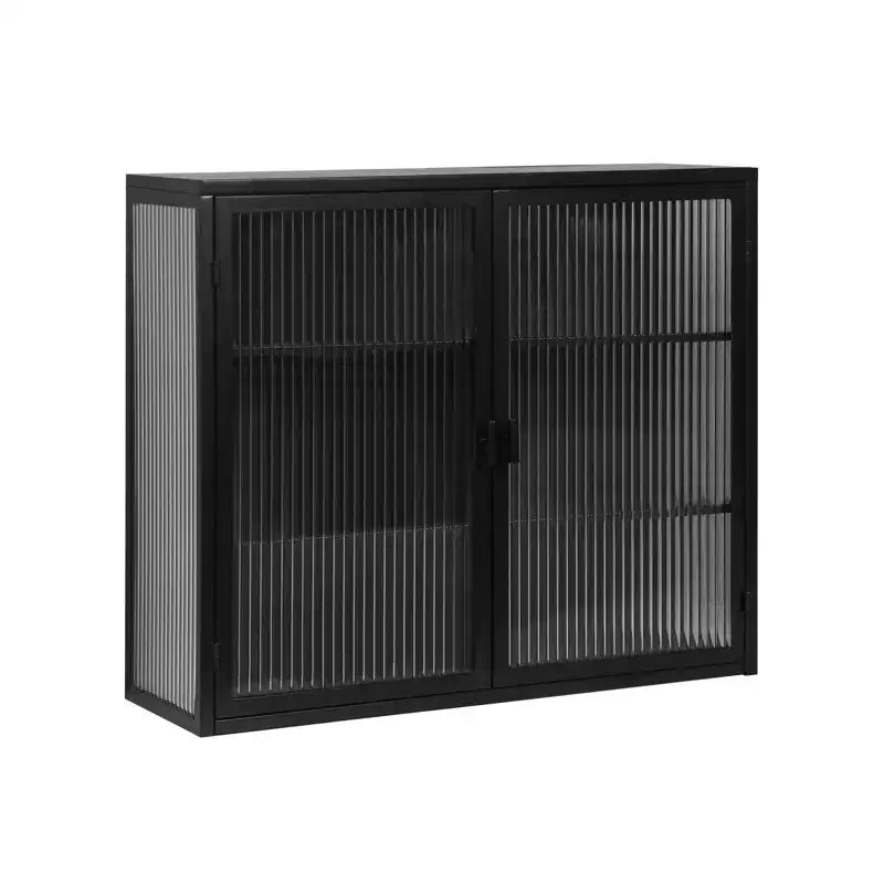 Meuble Haut de Salle de Bain avec Double Porte en Verre, Meuble Mural Moderne Polyvalent pour Cuisine - Rangement Ustensiles de Cuisine & Épices - Boîtes de Conserve, pour Salon