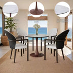 Table à manger ronde LeisureMod Bristol, plateau en MDF avec base piédestal en acier et bois de noyer, table d'appoint moderne pour cuisine et salle à manger, idéale pour les petits espaces