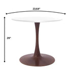 Table à manger ronde LeisureMod Bristol, plateau en MDF avec base piédestal en acier et bois de noyer, table d'appoint moderne pour cuisine et salle à manger, idéale pour les petits espaces