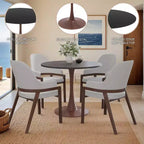 Table à manger ronde LeisureMod Bristol, plateau en MDF avec base piédestal en acier et bois de noyer, table d'appoint moderne pour cuisine et salle à manger, idéale pour les petits espaces