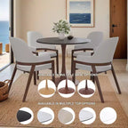 Table à manger ronde LeisureMod Bristol, plateau en MDF avec base piédestal en acier et bois de noyer, table d'appoint moderne pour cuisine et salle à manger, idéale pour les petits espaces