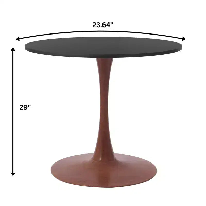 Table à manger ronde LeisureMod Bristol, plateau en MDF avec base piédestal en acier et bois de noyer, table d'appoint moderne pour cuisine et salle à manger, idéale pour les petits espaces