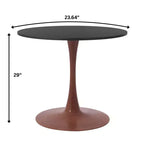 Table à manger ronde LeisureMod Bristol, plateau en MDF avec base piédestal en acier et bois de noyer, table d'appoint moderne pour cuisine et salle à manger, idéale pour les petits espaces