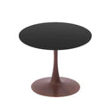 Table à manger ronde LeisureMod Bristol, plateau en MDF avec base piédestal en acier et bois de noyer, table d'appoint moderne pour cuisine et salle à manger, idéale pour les petits espaces