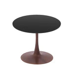 Table à manger ronde LeisureMod Bristol, plateau en MDF avec base piédestal en acier et bois de noyer, table d'appoint moderne pour cuisine et salle à manger, idéale pour les petits espaces