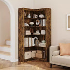 GustoWave Étagère d'angle, Bibliothèque d'angle de ferme 182 cm, Grande bibliothèque en forme de L, Étagère de présentation à 5 niveaux pour livres lourds (Rétro)