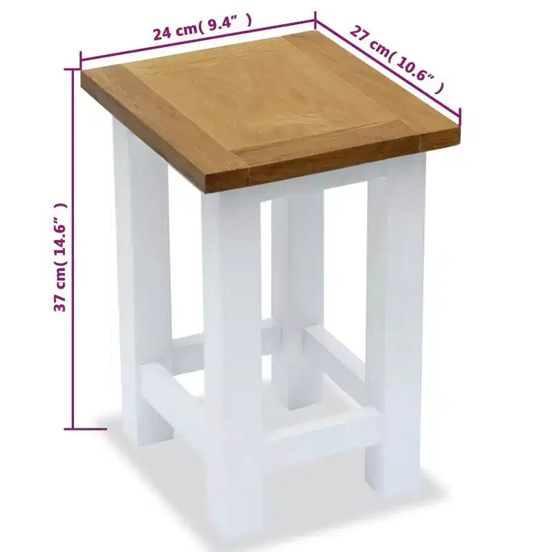 vidaXL Table d'appoint Blanc et marron Chêne massif Petit Durable