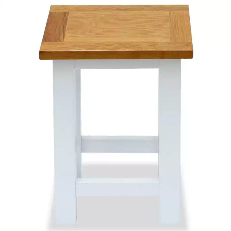 vidaXL Table d'appoint Blanc et marron Chêne massif Petit Durable
