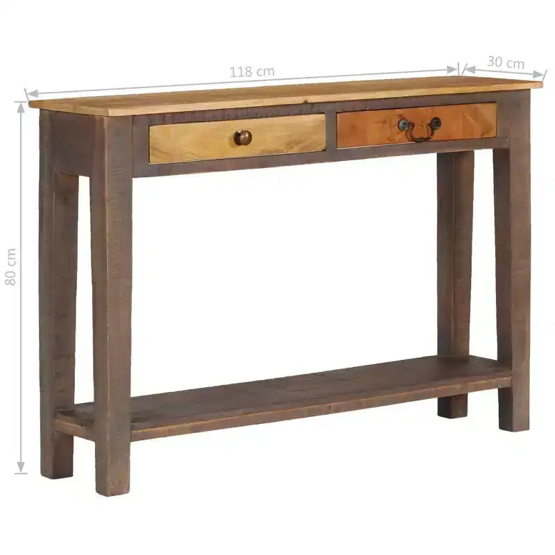 vidaXL Table Console Vintage avec Rangement Table d'Entrée en Bois Massif d'Acacia