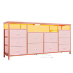 10 Drawer Dresser for 75In TVs, 63 W Long Wide Chest of Drawers, Multi-Functional Storage Organizer Dresser for Closet Hallway Living Room, Pink
