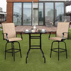 Commercial Bar Height Table - 31.5 Square Iron Patio Table with 5mm Tempered Glass Top (Black) for Outdoor/Indoor Use
