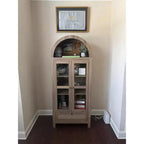 TYBOATLE 71 Armoire de Rangement Haute avec Porte Vitrée, Tiroir et Kit Anti-Basculement - Meuble Polyvalent pour Cuisine ou Salle à Manger