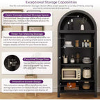 TYBOATLE 71 Armoire de Rangement Haute avec Porte Vitrée, Tiroir et Kit Anti-Basculement - Meuble Polyvalent pour Cuisine ou Salle à Manger