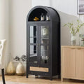 TYBOATLE 71 Armoire de Rangement Haute avec Porte Vitrée, Tiroir et Kit Anti-Basculement - Meuble Polyvalent pour Cuisine ou Salle à Manger