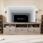 Meuble TV de style rustique GustoWave de 70 pouces, centre de divertissement avec tiroir de rangement et étagères ouvertes pour téléviseurs jusqu'à 75 pouces