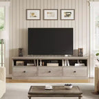 Meuble TV de style rustique GustoWave de 70 pouces, centre de divertissement avec tiroir de rangement et étagères ouvertes pour téléviseurs jusqu'à 75 pouces