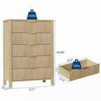 Commode cannelée à 5 tiroirs – Commode étroite de 114 cm de haut pour petits espaces, commode en bois de style ferme moderne pour chambre à coucher, chambre d'enfant, appartement, assemblage facile