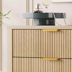 Commode cannelée à 5 tiroirs – Commode étroite de 114 cm de haut pour petits espaces, commode en bois de style ferme moderne pour chambre à coucher, chambre d'enfant, appartement, assemblage facile