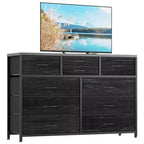 Meuble TV GustoWave pour téléviseur 55 pouces, meuble de divertissement avec 10 tiroirs pour salon, placard, entrée, couloir