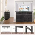 Meuble TV GustoWave pour téléviseur 55 pouces, meuble de divertissement avec 10 tiroirs pour salon, placard, entrée, couloir
