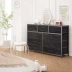 Meuble TV GustoWave pour téléviseur 55 pouces, meuble de divertissement avec 10 tiroirs pour salon, placard, entrée, couloir