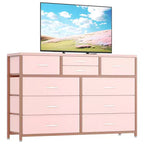 Meuble TV GustoWave pour téléviseur 55 pouces, meuble de divertissement avec 10 tiroirs pour salon, placard, entrée, couloir