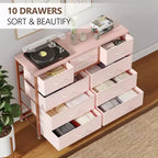 Meuble TV GustoWave pour téléviseur 55 pouces, meuble de divertissement avec 10 tiroirs pour salon, placard, entrée, couloir