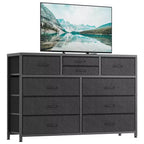 Meuble TV GustoWave pour téléviseur 55 pouces, meuble de divertissement avec 10 tiroirs pour salon, placard, entrée, couloir