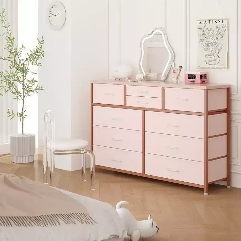 Meuble TV GustoWave pour téléviseur 55 pouces, meuble de divertissement avec 10 tiroirs pour salon, placard, entrée, couloir