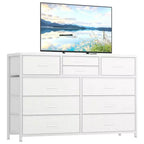 Meuble TV GustoWave pour téléviseur 55 pouces, meuble de divertissement avec 10 tiroirs pour salon, placard, entrée, couloir