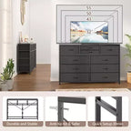 Meuble TV GustoWave pour téléviseur 55 pouces, meuble de divertissement avec 10 tiroirs pour salon, placard, entrée, couloir
