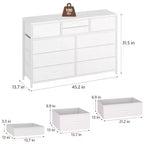 Meuble TV GustoWave pour téléviseur 55 pouces, meuble de divertissement avec 10 tiroirs pour salon, placard, entrée, couloir