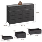 Meuble TV GustoWave pour téléviseur 55 pouces, meuble de divertissement avec 10 tiroirs pour salon, placard, entrée, couloir