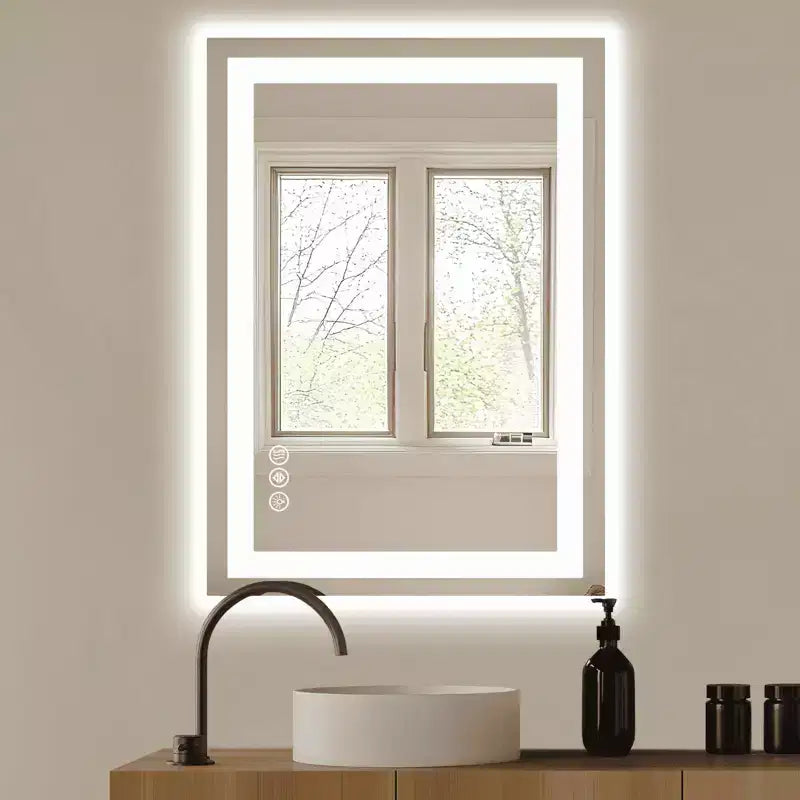 MAYEERTY Bathroom Mirror Dual Light Source Three Lighting Modes