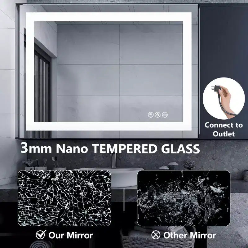 Miroir de salle de bain MAYEERTY double source lumineuse, trois modes d'éclairage