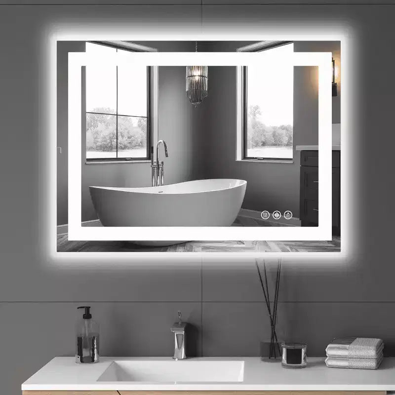Miroir de salle de bain MAYEERTY double source lumineuse, trois modes d'éclairage