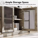 Meuble TV de Ferme pour TV 65/75 Pouces, Meuble TV Industriel avec Meuble de Rangement et Portes en Maille, Gris