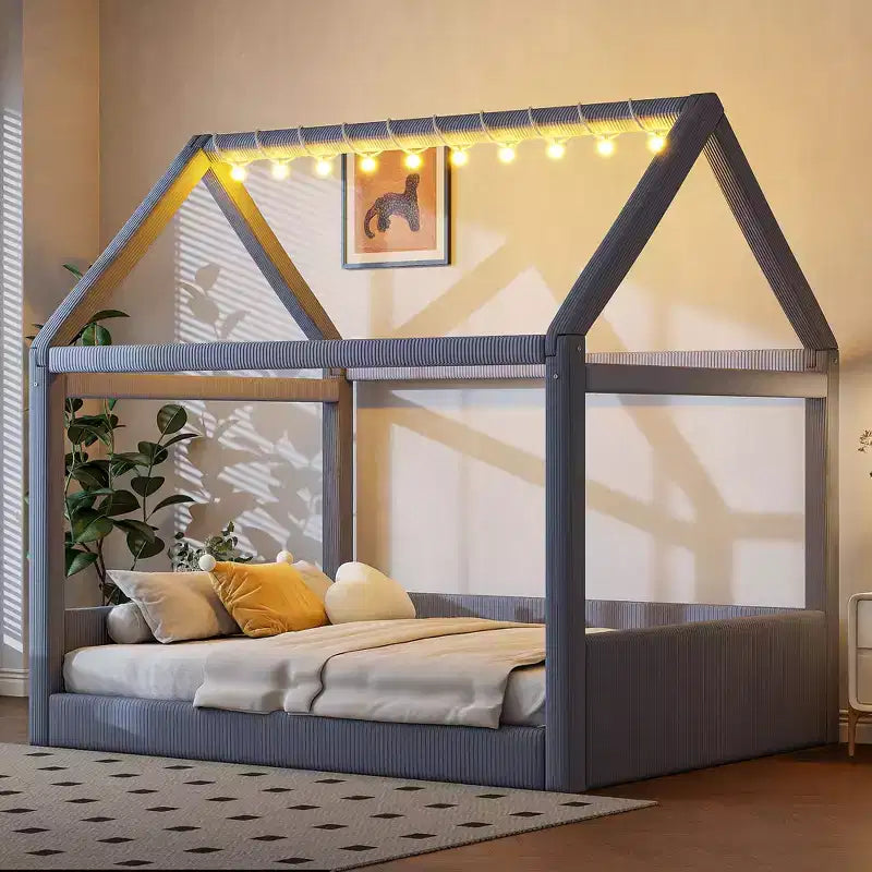 Lit de repos tapissé Merax de taille standard avec bandes lumineuses à LED