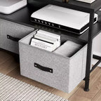 Meuble TV avec 2 tiroirs en tissu pour téléviseur 55 pouces Meuble TV avec placards de rangement Console multimédia avec étagère ouverte Meuble de divertissement