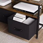 Meuble TV avec 2 tiroirs en tissu pour téléviseur 55 pouces Meuble TV avec placards de rangement Console multimédia avec étagère ouverte Meuble de divertissement