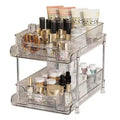 Transparent 2 Tier Cosmetic Organiser, Skincare & Makeup Stand, Adjustable Storage Rack, Countertop Organizer, For Cosmetics, Food & Household Items