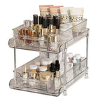 Transparent 2 Tier Cosmetic Organiser, Skincare & Makeup Stand, Adjustable Storage Rack, Countertop Organizer, For Cosmetics, Food & Household Items